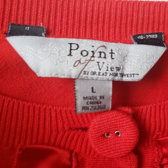 Women's Red Ruffled Cardigan - Picture 4 of 6